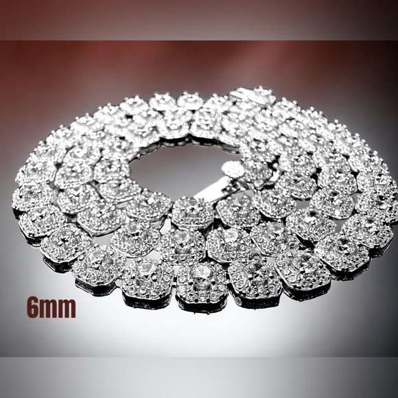 24” Iced Out Cubic Zirconia Ice Cube Tennis Chain Solid 925 Sterling Silver - Picture 12 of 14